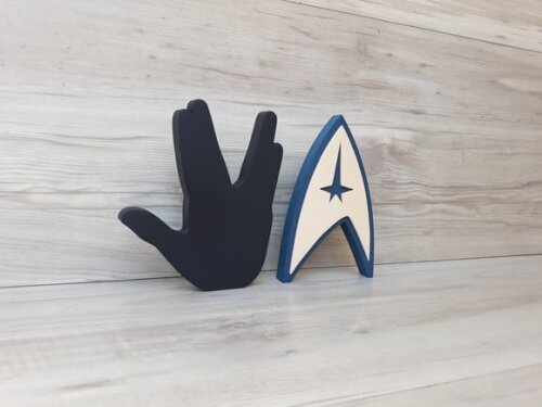 Duo Saudação Vulcana + Simbolo Frota Estelar StarTrek