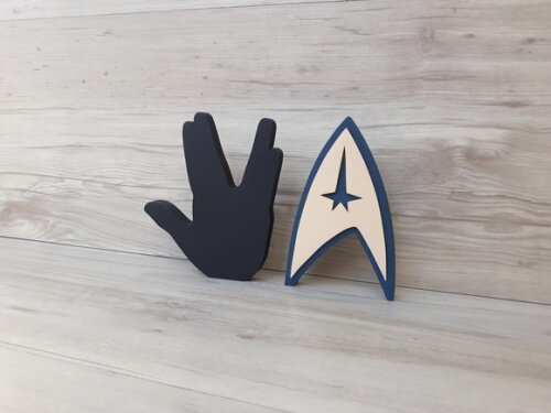 Duo Saudação Vulcana + Simbolo Frota Estelar StarTrek