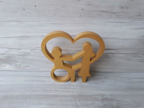 Escultura Casal Coração Cadeirante