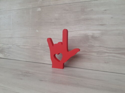 Eu Te Amo em Libras - Simbolo de Mesa em mdf