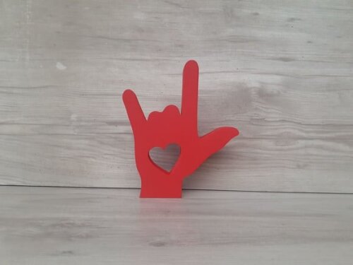 Eu Te Amo em Libras - Simbolo de Mesa em mdf