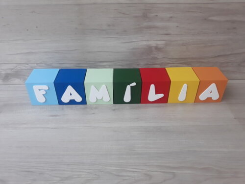 Família em Cubos Decorativos - Mod. Infantil - 8 x 8 x 8 cm
