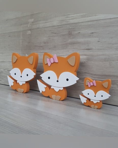 Família Raposa de Mesa em mdf - 15 e 8 cm