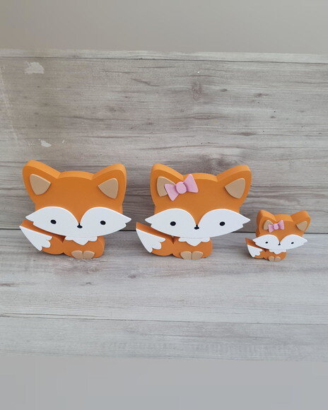 Família Raposa de Mesa em mdf - 15 e 8 cm
