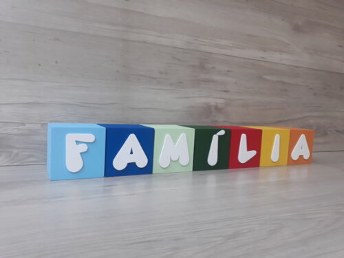 Família em Cubos Decorativos - Mod. Infantil - 8 x 8 x 8 cm
