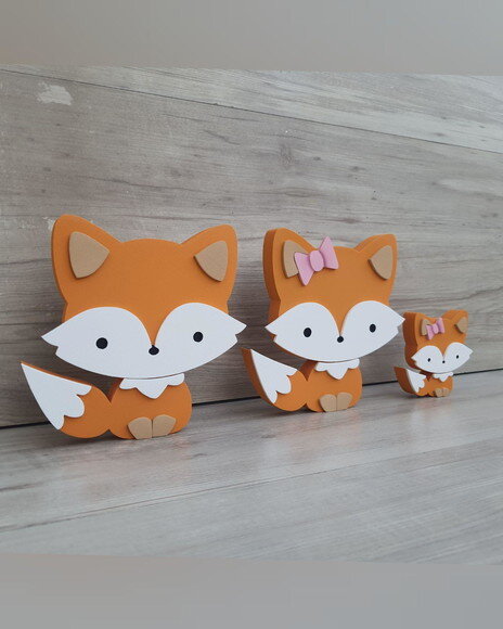 Família Raposa de Mesa em mdf - 15 e 8 cm