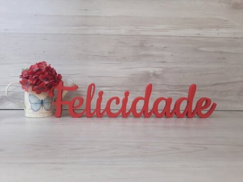 Felicidade - linha CK - Palavra de mesa em MDF