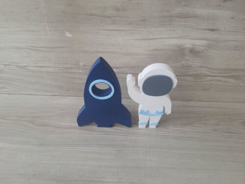 Foguete + Astronauta - Peças em mdf