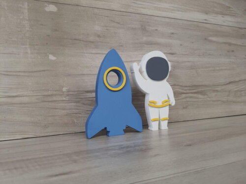 Foguete + Astronauta - Peças em mdf