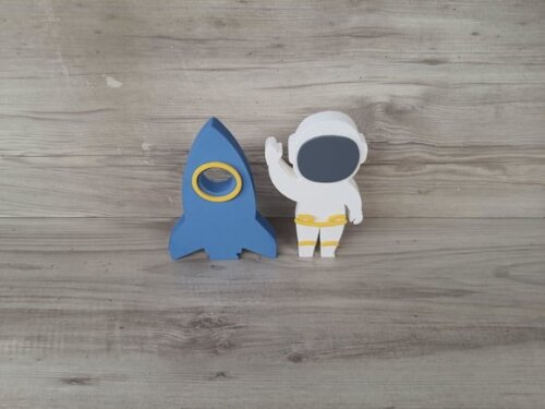 Foguete + Astronauta - Peças em mdf