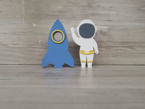 Foguete + Astronauta - Peças em mdf