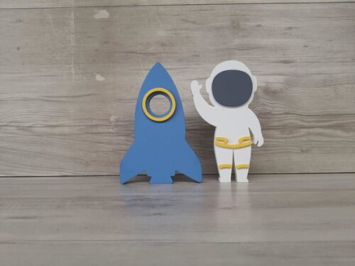 Foguete + Astronauta - Peças em mdf