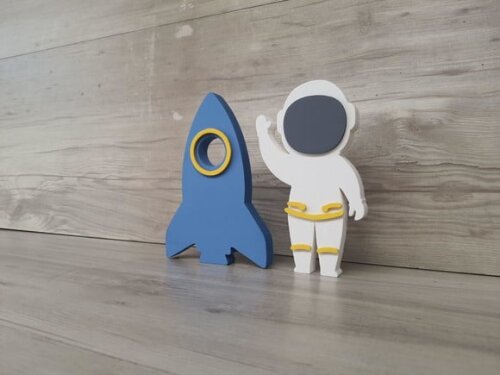 Foguete + Astronauta - Peças em mdf