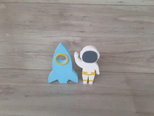 Foguete + Astronauta - Peças em mdf