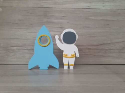 Foguete + Astronauta - Peças em mdf