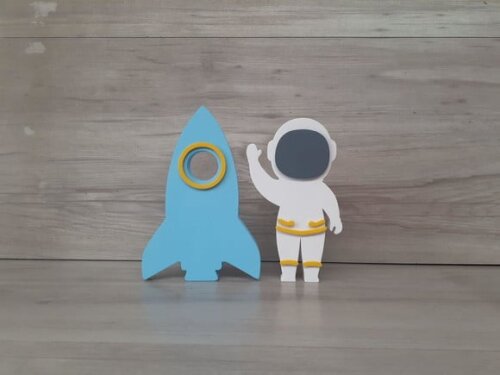 Foguete + Astronauta - Peças em mdf