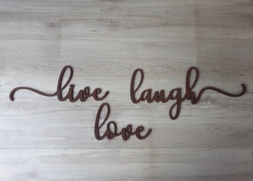 Frase em mdf para decoração de parede - live love laugh -