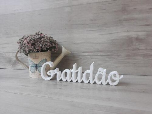 Gratidão - Palavra de mesa em MDF - Tamanho P