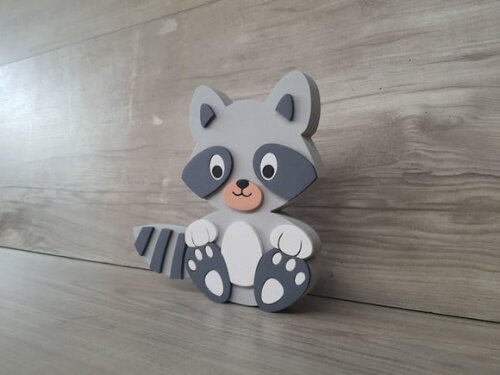 Guaxinim de Mesa em mdf - Decoração Infantil - 15 cm