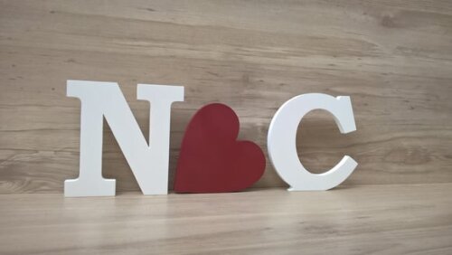 Iniciais com Coração - modelo BK - 10 cm