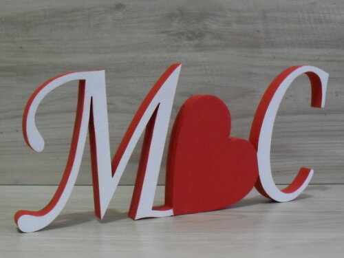 Iniciais com Coração - modelo MS