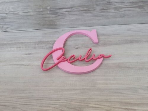 Inicial e Nome de Parede Personalizado em mdf - Cecilia 20cm
