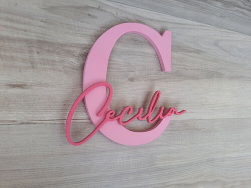 Inicial e Nome de Parede Personalizado em mdf - Cecilia 20cm