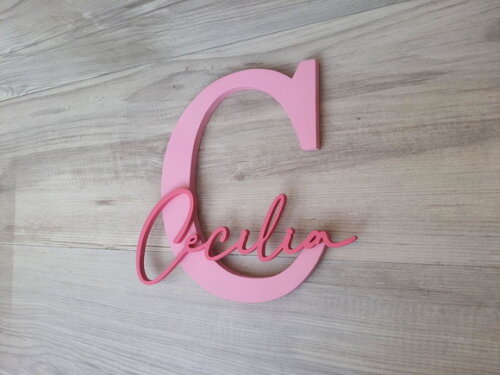 Inicial e Nome de Parede Personalizado em mdf - Cecilia 20cm