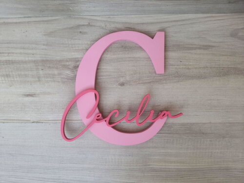 Inicial e Nome de Parede Personalizado em mdf - Cecilia 20cm