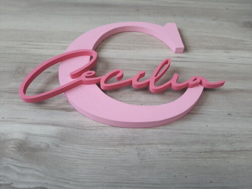 Inicial e Nome de Parede Personalizado em mdf - Cecília 20cm