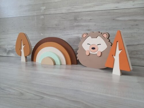 Kit Decor Escandinava - Arco Íris + Porco Espinho + Árvores