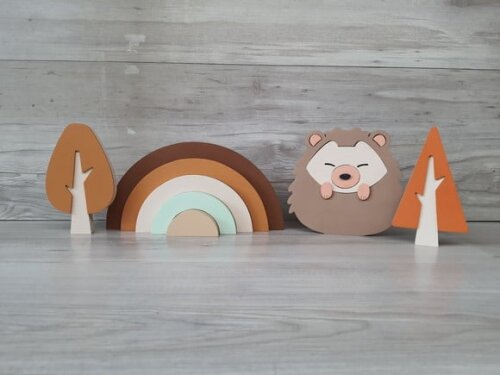 Kit Decor Escandinava - Arco Íris + Porco Espinho + Árvores