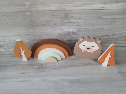Kit Decor Escandinava - Arco Íris + Porco Espinho + Árvores