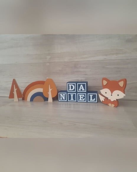 Kit Decor Escandinava - Arco Íris, Raposa, Árvores, 6 Cubos
