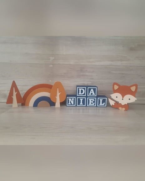 Kit Decor Escandinava - Arco Íris, Raposa, Árvores, 6 Cubos