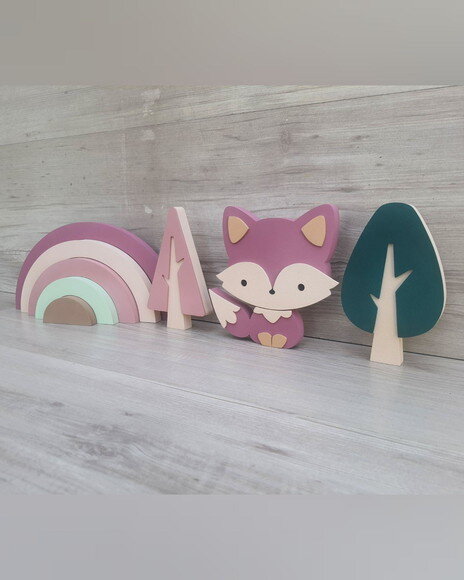 Kit Decoração Escandinava - Arco Íris + Raposa + Árvores