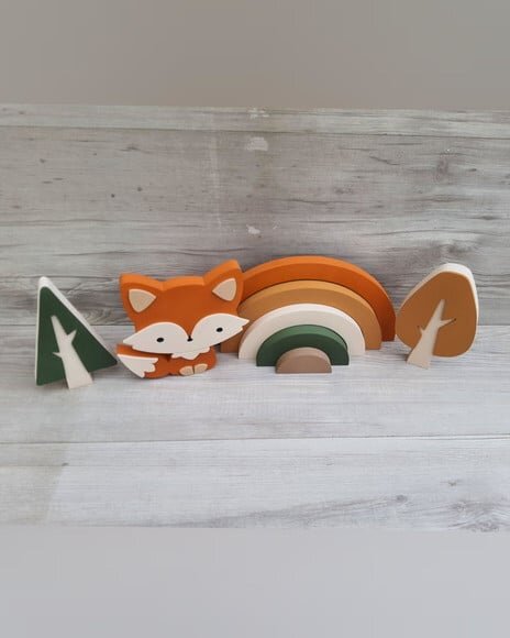 Kit Decoração Escandinava - Arco Íris + Raposa + Árvores