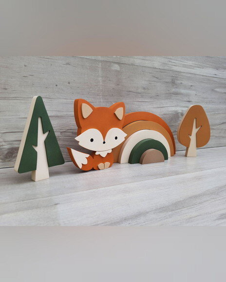 Kit Decoração Escandinava - Arco Íris + Raposa + Árvores