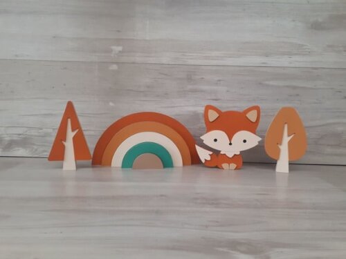 Kit Decoração Escandinava - Arco Íris + Raposa + Árvores