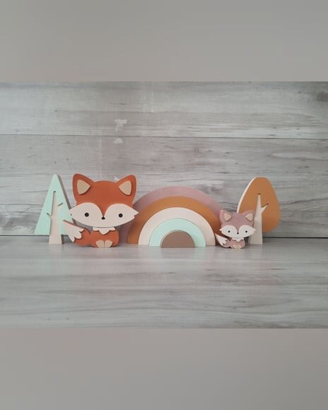 Kit Decoração Escandinava - Arco Íris + Raposas + Árvores