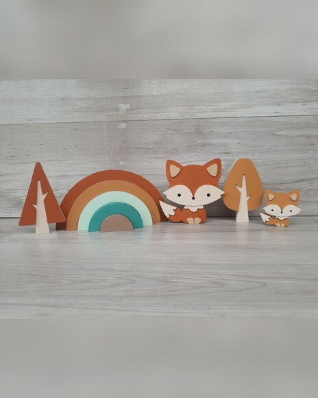 Kit Decoração Escandinava - Arco Íris + Raposas + Árvores
