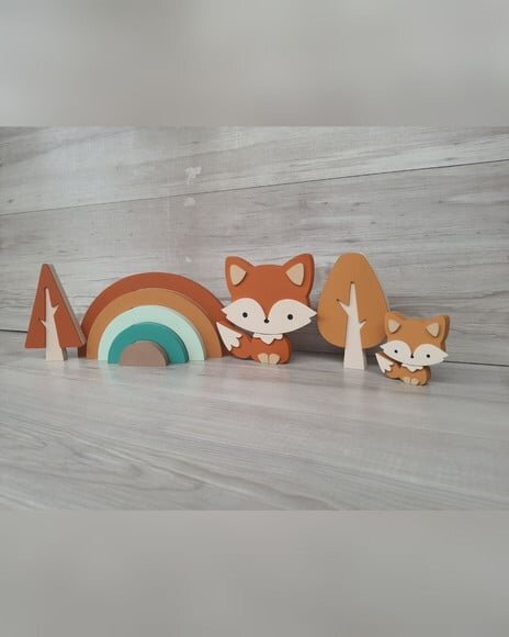 Kit Decoração Escandinava - Arco Íris + Raposas + Árvores