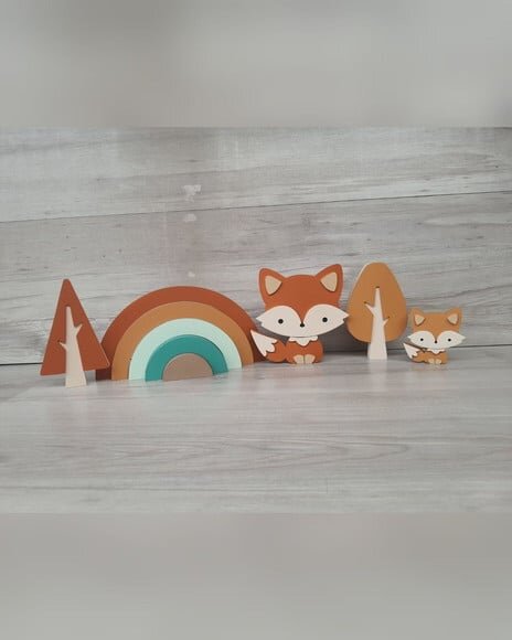 Kit Decoração Escandinava - Arco Íris + Raposas + Árvores