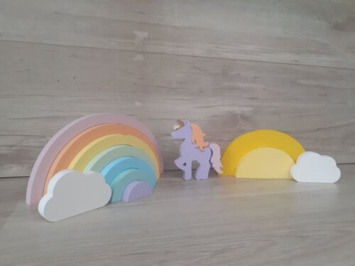 Kit Festa Arco Íris - decoração infantil em mdf