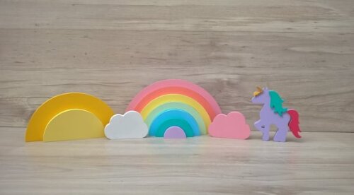 Kit Festa Arco Íris - decoração infantil em mdf
