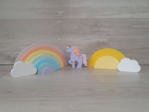 Kit Festa Arco Íris - decoração infantil em mdf