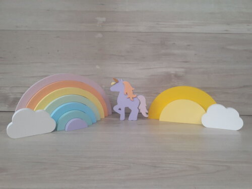 Kit Festa Arco Íris - decoração infantil em mdf