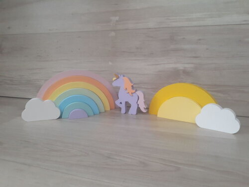 Kit Festa Arco Íris - decoração infantil em mdf
