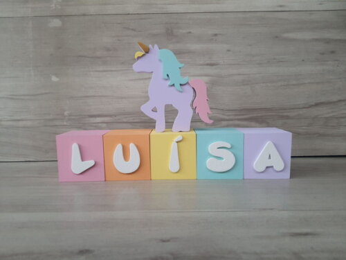 Kit Jardim Encantado - 5 Letras - Unicórnio + Cubos