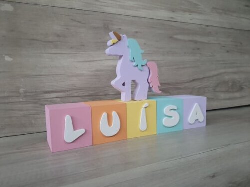 Kit Jardim Encantado - 5 Letras - Unicórnio + Cubos